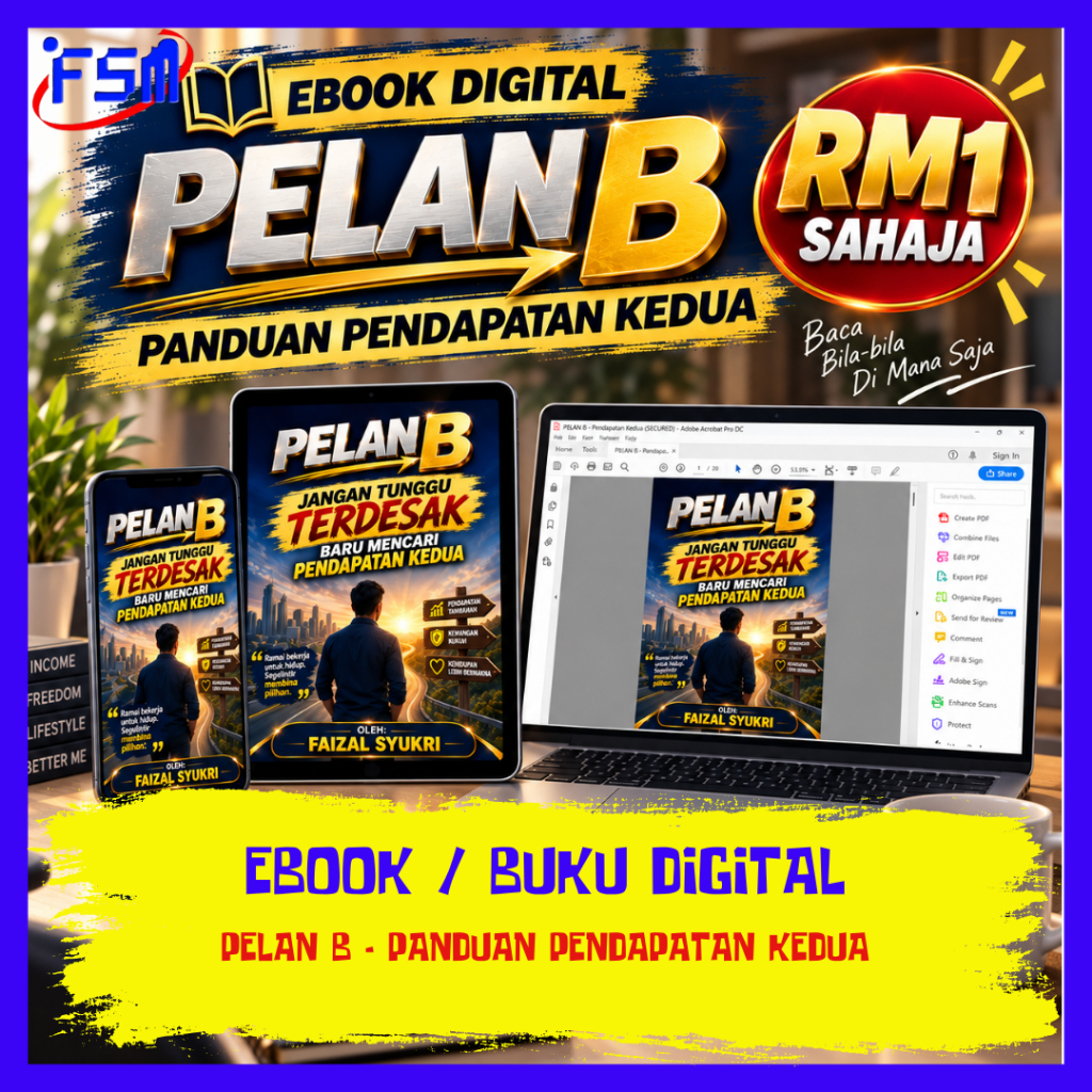 PELAN B – Ebook Digital Panduan Pendapatan Kedua | 20 Muka Surat | RM1 Sahaja | Panduan Jana Pendapatan Tambahan & Ilmu