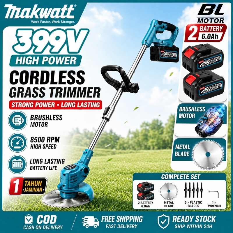 [Ready Stock] Makwatt Mesin Rumput Bateri 399VT Cordless Grass Cutter Grass Trimmer Lawn Mower Mesin Potong Rumput 割草机