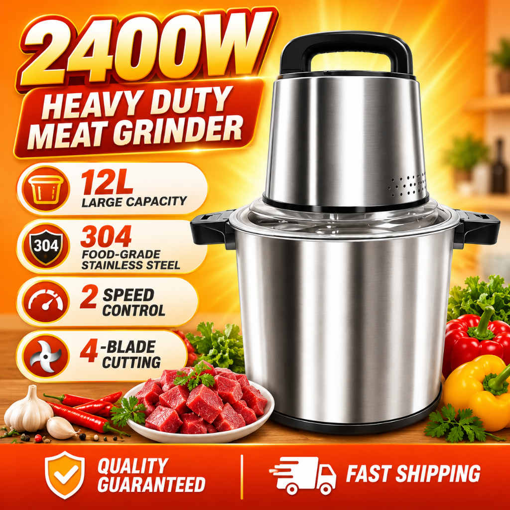 【MY STOCK】🥩Meat Grinder 12L 2400W Pengisar Daging Mesin Kisar Daging Pencincang Makanan Electric 304 Stainless Steel绞肉机