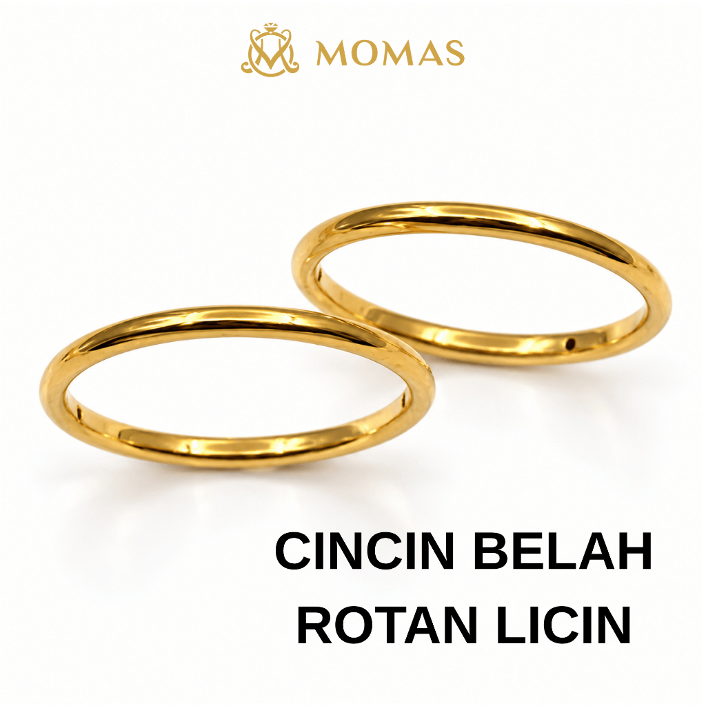 MOMAS CINCIN BELAH ROTAN LICIN Emas 916 Cincin Bajet  Cincin Belah Rotan Emas 916 Tulen Cincin Emas 916 Tulen