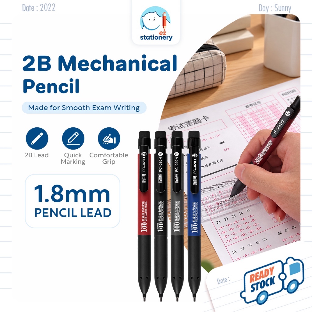 Ready Stock 2B Mechanical Pencil 1.8mm Khat Pensel Jawi Calligraphy Pen G943 Chisel Tip Pencel Pensil Student 笔芯笔