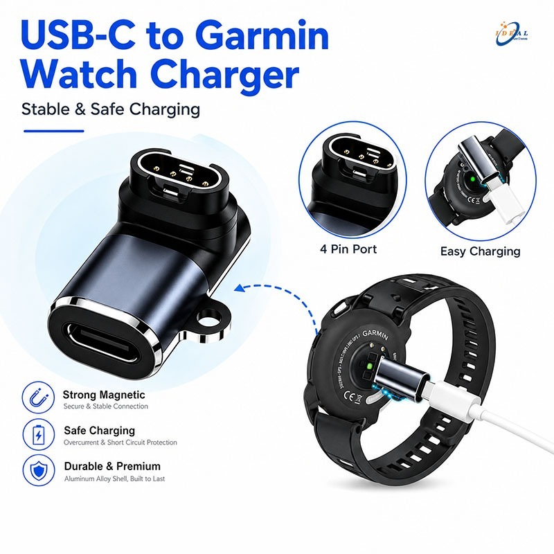 Charger Adapter for Garmin Fenix 5 6 7 Forerunner 945/935/245/255 Type C Cable Charger Converter Charging Adapter
