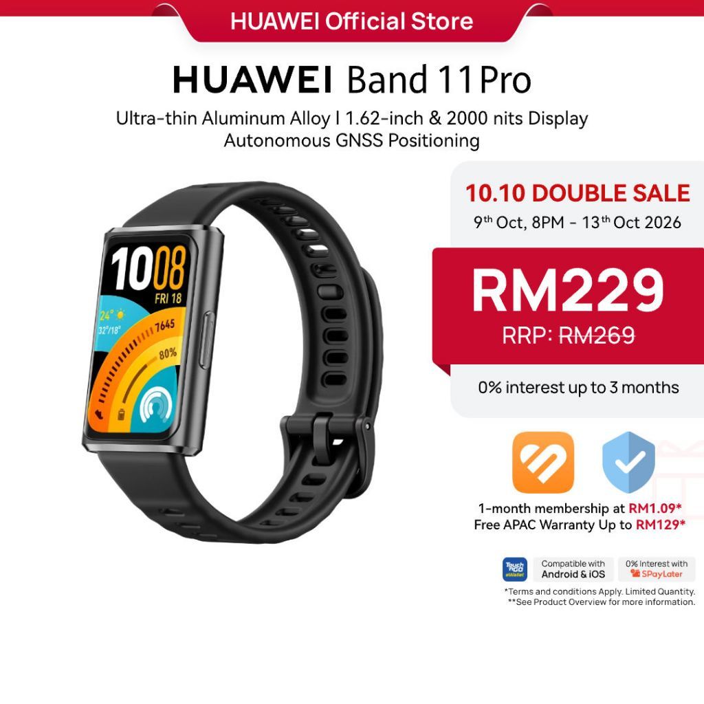 HUAWEI Band 11 Pro Smartwatch l Autonomous GNSS Positioning l T&G l Large & 2000nits Display l Enhanced Sleep Tracking*