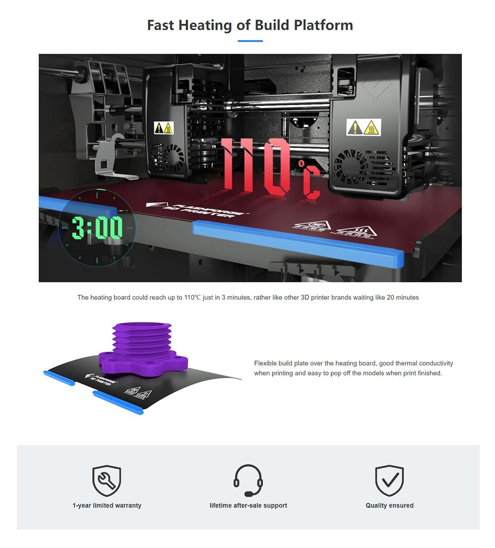 Flashforge creator 3 pro professional idex enclosed 3d printer independent dual extruder rapid temperature rise max 320℃