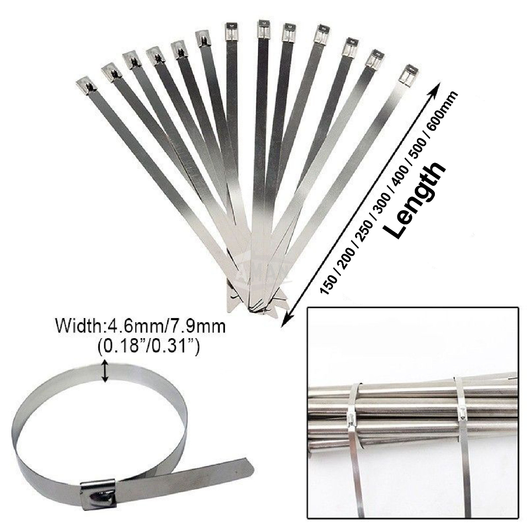 100pcs SUS 304 Stainless Steel Marine Metal Cable Ties Locking Wire ...