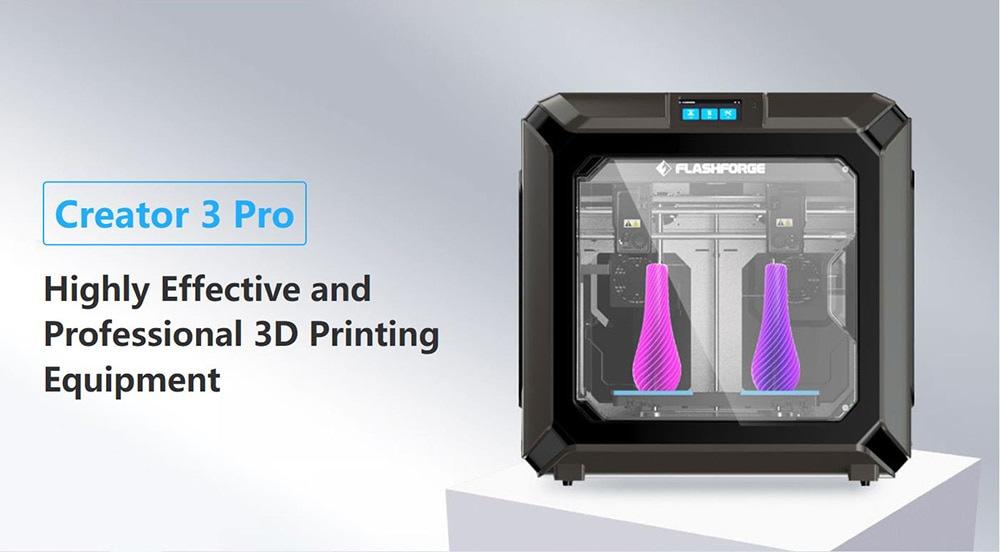 Flashforge creator 3 pro professional idex enclosed 3d printer independent dual extruder rapid temperature rise max 320℃