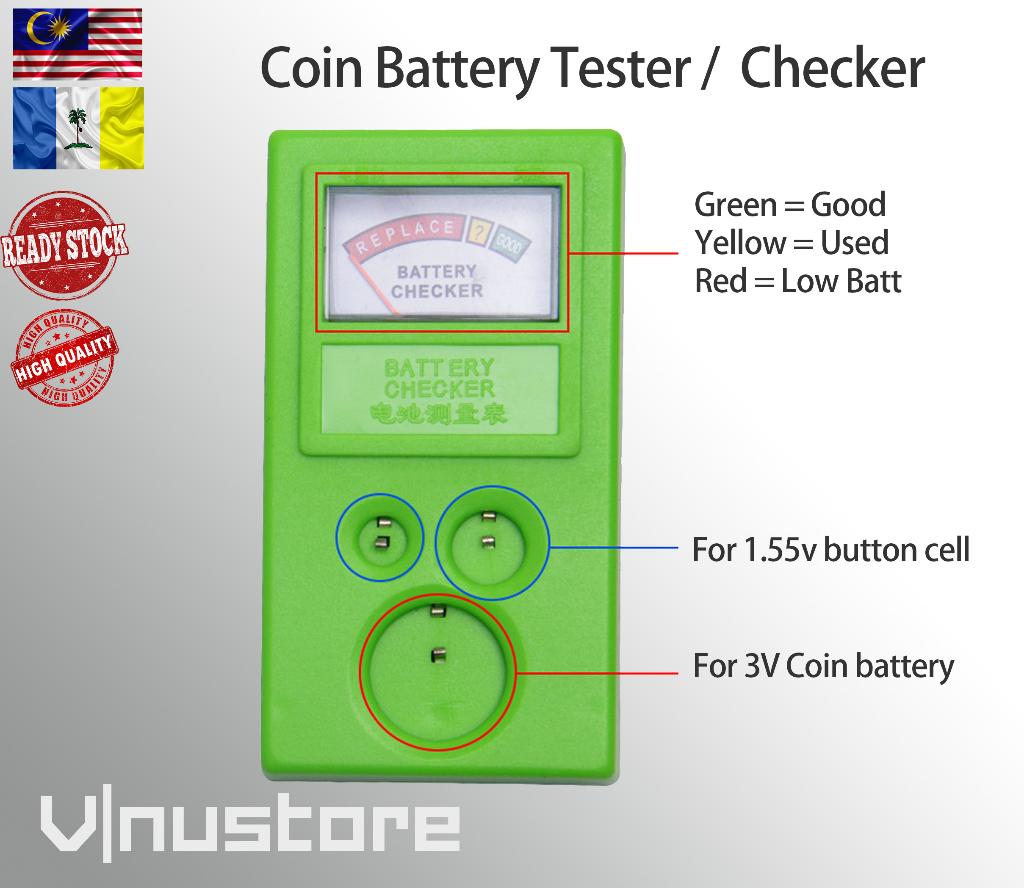 Coin Battery Tester Checker 3V 1.55V Button Cell Shopee Malaysia