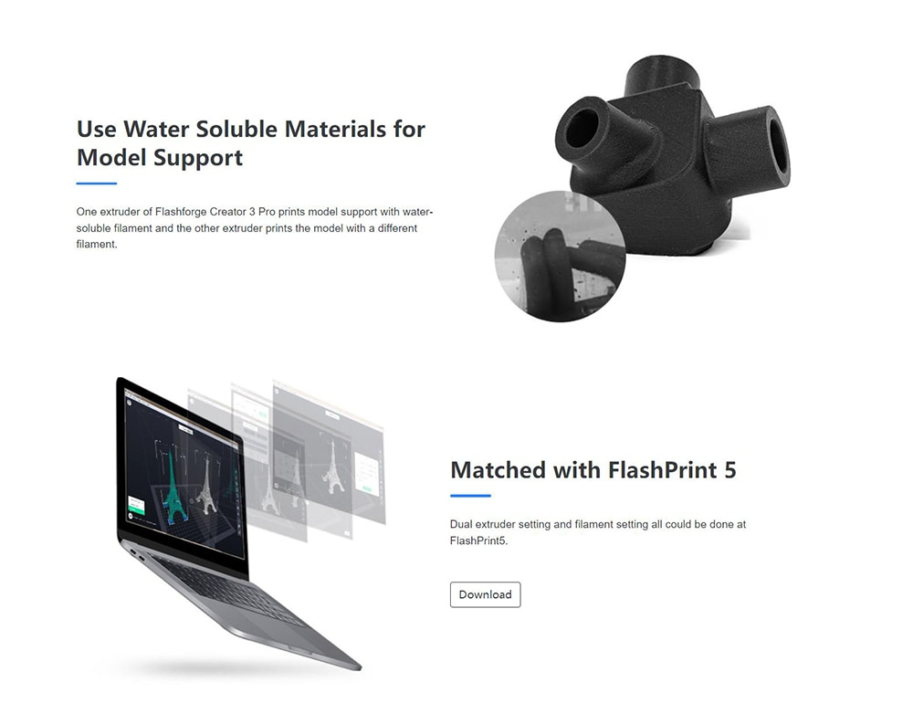 Flashforge creator 3 pro professional idex enclosed 3d printer independent dual extruder rapid temperature rise max 320℃