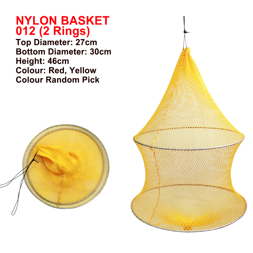 Portable Foldable Fish Net Nylon Basket 2 Ring Floating Fishing Netting ...