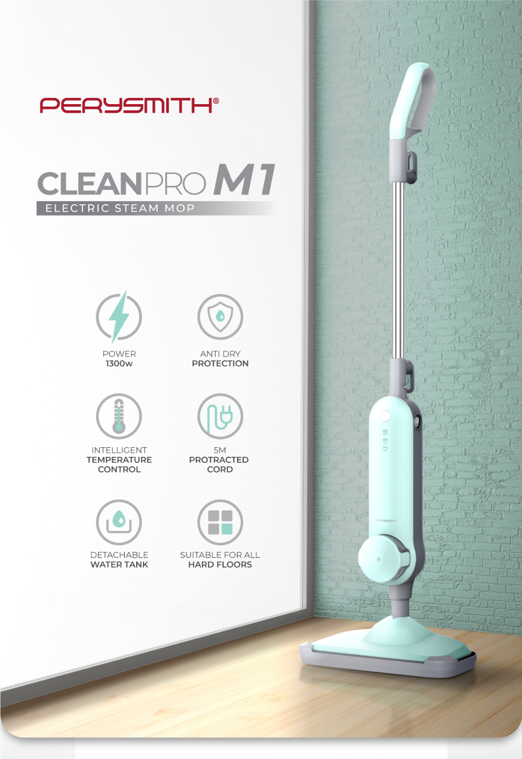 PERYSMITH ELECTRIC STEAM MOP CLEANPRO SERIES M1 PerySmith Malaysia