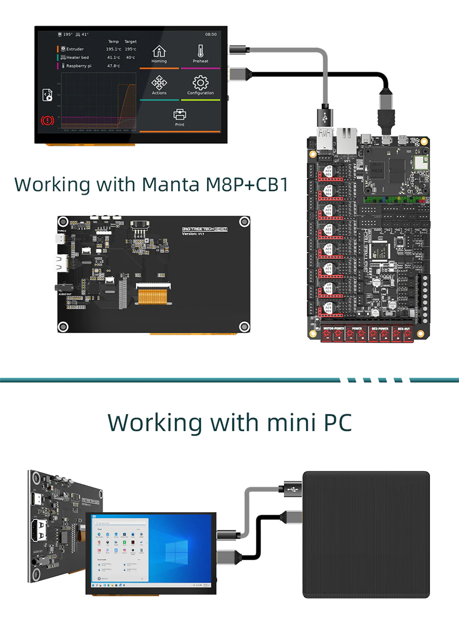 Bigtreetech btt hdmi5 hdmi7 v1.1 large size touch screen for klipper raspberry pi4 mini pc monitor 3d printer parts