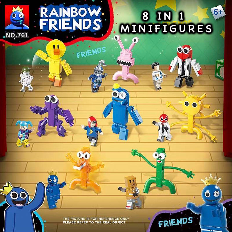 Rainbow Friends Building Blocks Toy Game Cartoon Characters Blue