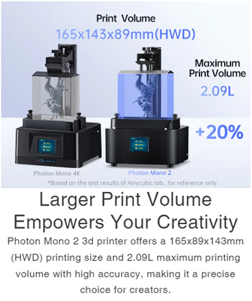 Anycubic photon mono 2 4k+ resolution anti-aliasing adjustable uv cooling lcd resin 3d printer 4k