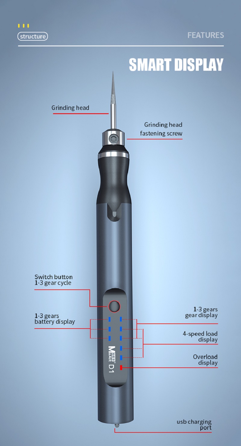 Maant d1 smart rechargable electric grinding pen polishing cutting carving disassembly dspiae dispae