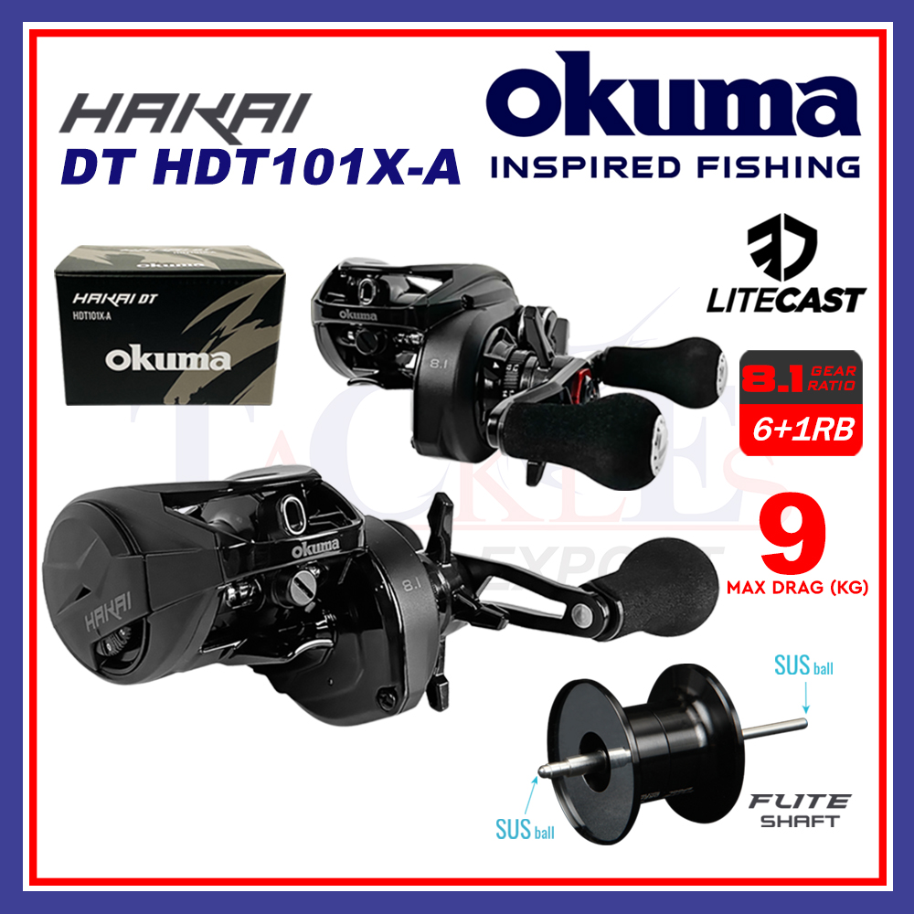 Okuma HDT101X-A Hakai DT Baitcast Reel, 7bb, 8.1:1, Drag