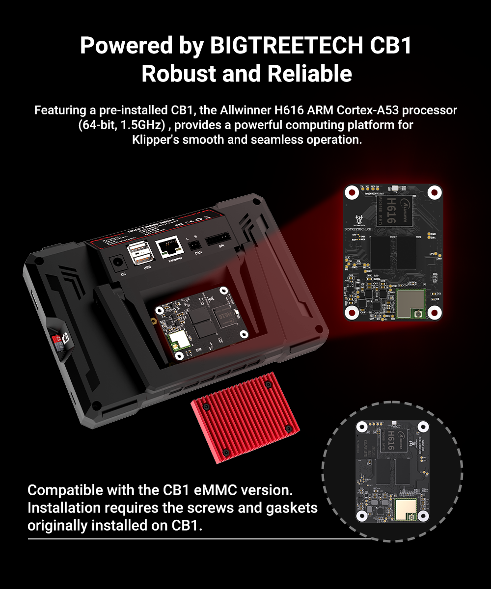 Bigtreetech pad 7 with pre-installed cb1 core board for running klipper