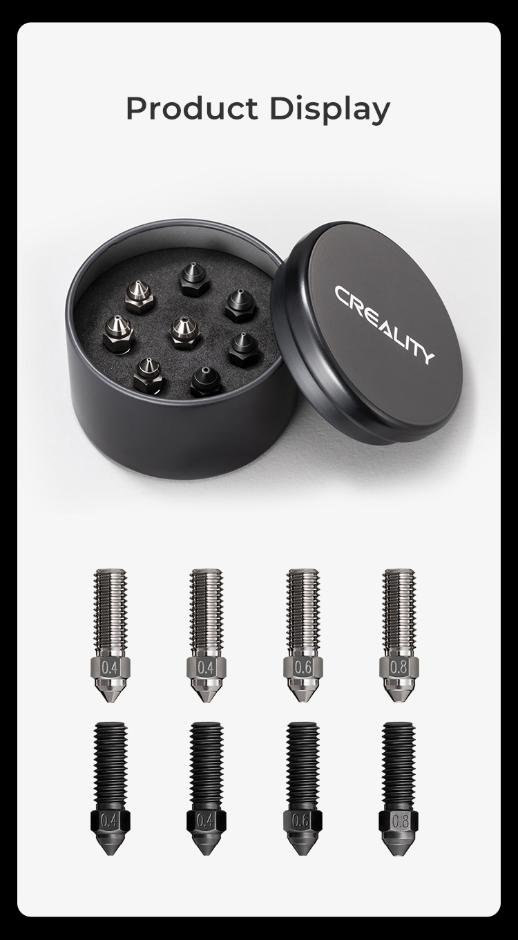 Creality k1 series / cr-m4 copper alloy hardened steel nozzle kit 0.4mm 0.6mm 0.8mm resists corrosion
