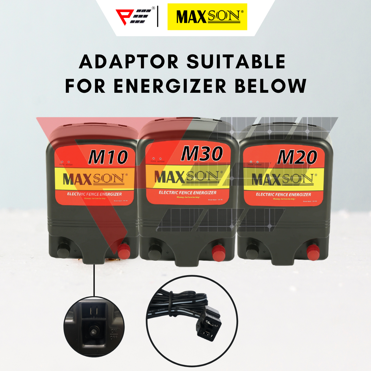 Maxson Energizer AC Adaptor DC Adaptor Battery Clip Adaptor Maxson M10 Maxson M20 Maxson M30 Energizer