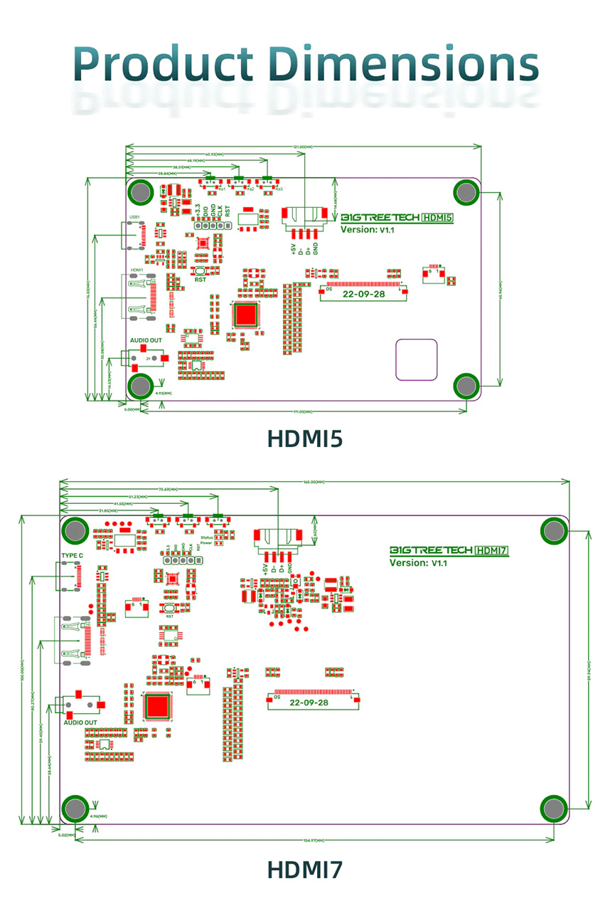 Bigtreetech btt hdmi5 hdmi7 v1.1 large size touch screen for klipper raspberry pi4 mini pc monitor 3d printer parts