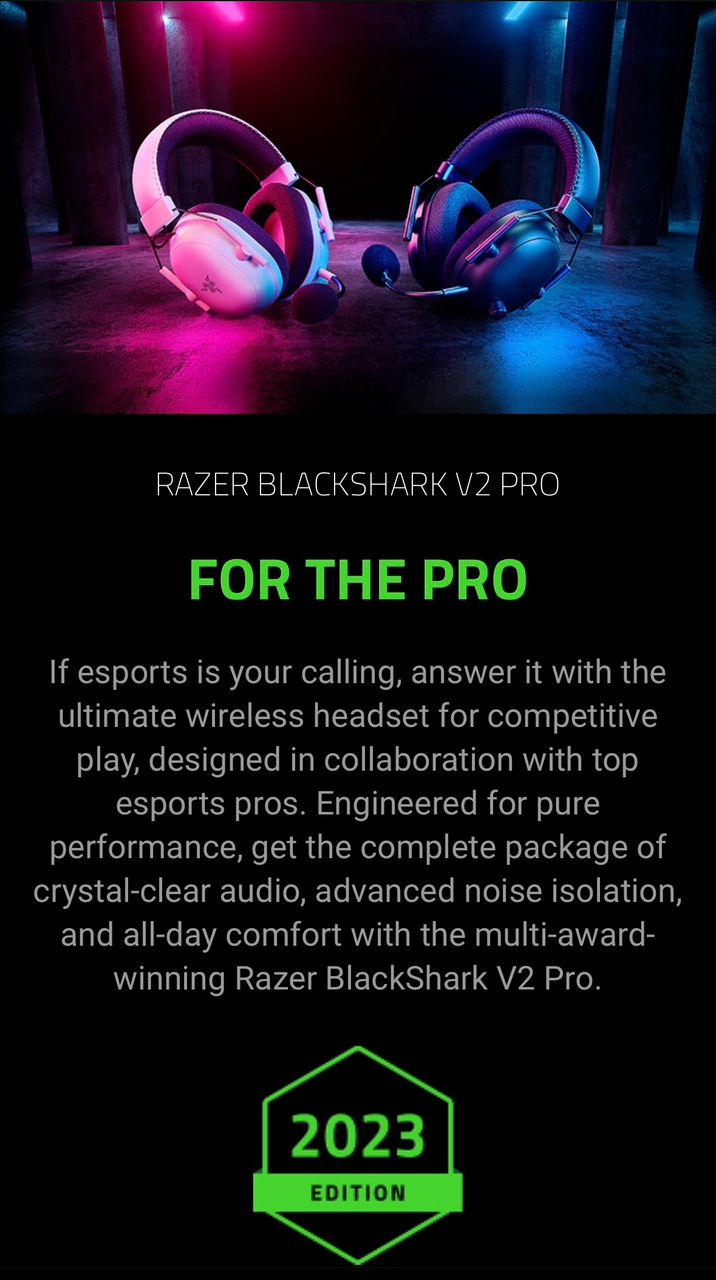 Wireless Gaming Headset for Esports - Razer BlackShark V2 Pro