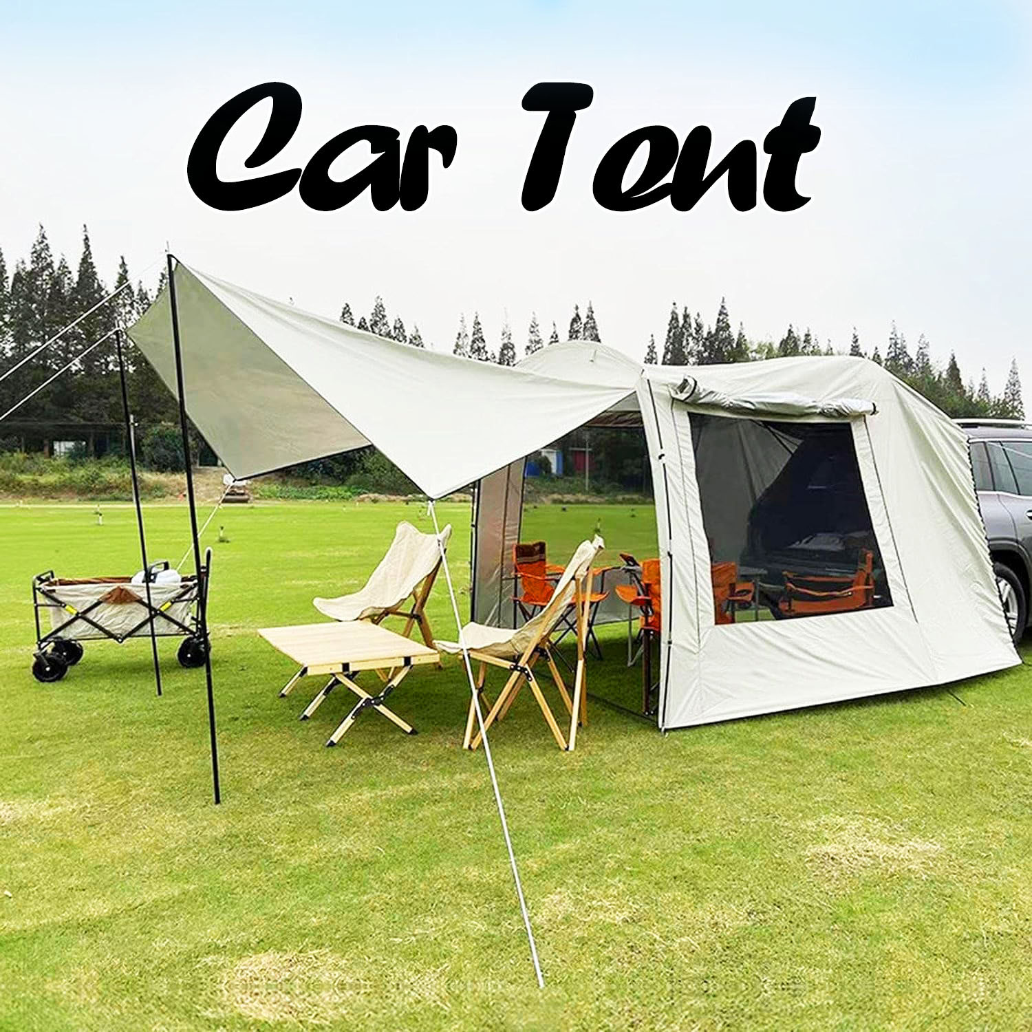 UtanKing™ Car Tent Camping Awning SUV Trunk Tents Tarp UV Sun