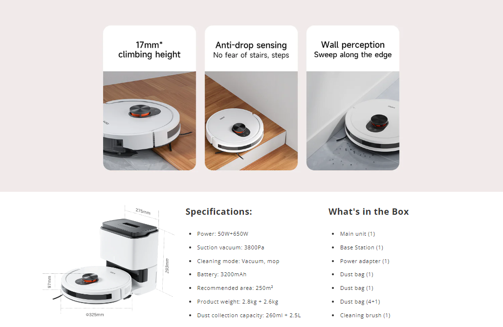 ROIDMI EVE CC Robot Vacuum and Mop Cleaner with Cleaning Base for Rent | RentSmart Asia | Renting Is The New Buying