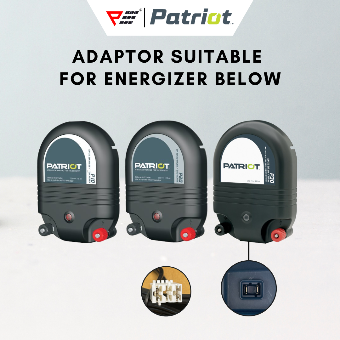 Electric Fence Energizer AC Adapter Battery Adaptor DC Adaptor Power Adaptor ProFence PapaStop Maxson Tvoe Pel Patriot