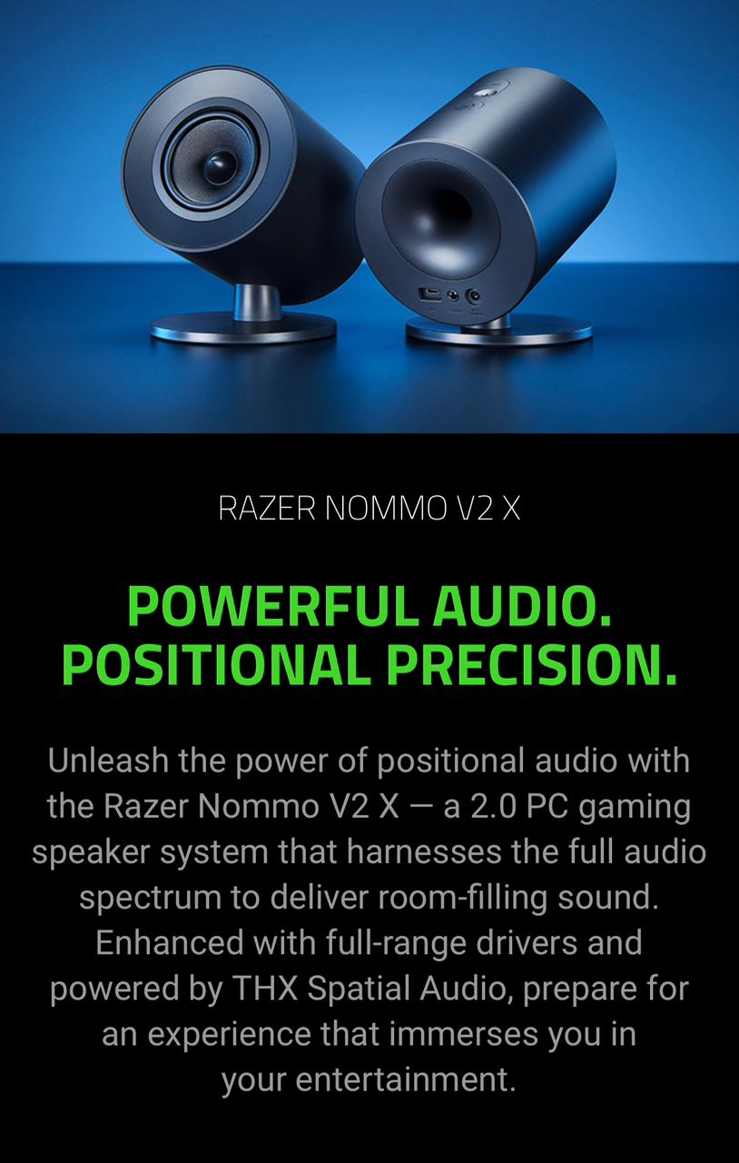 Razer公式 <br> Razer Nommo V2 Pro Bluetooth 5.3 ワイヤレスサブ