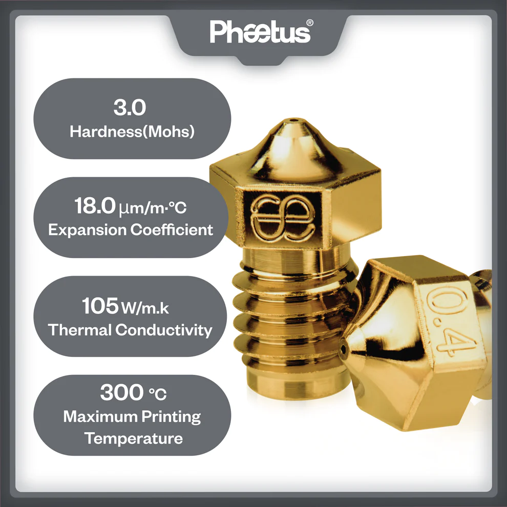 Phaetus ps e3d v6 brass nozzle 1.75mm filament (all sizes) for dragon bmo 3d printer