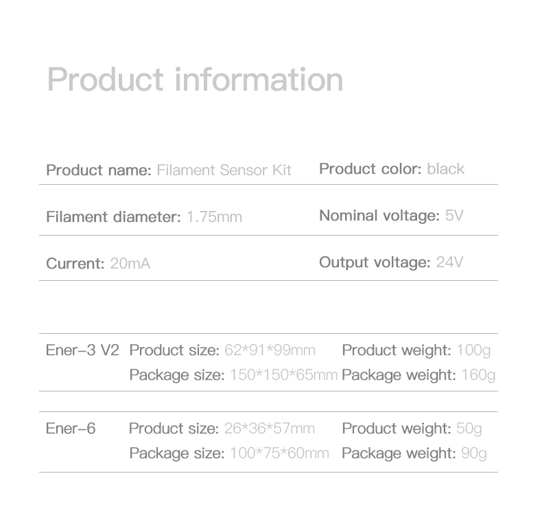 Filament detection device sensor kit for ender 3 , v2 , 5 , 5 plus, 6 kit detector upgrade 3d printer parts