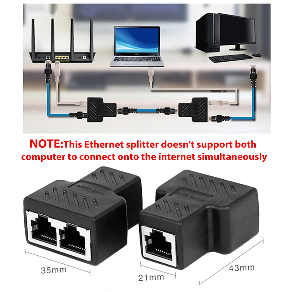 RJ45 Ethernet Splitter Cable, 1 Male to 4 Female RJ45 Splitter Adapter, 1  to 4 Port RJ45 Ethernet Splitter Cable for Home Office Socket Connector