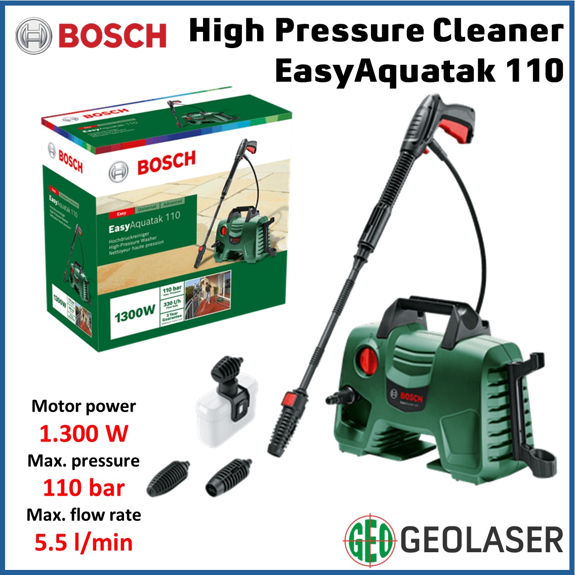Bosch EASY AQUATAK 110 High Pressure Washer 110 Bar With Detergent