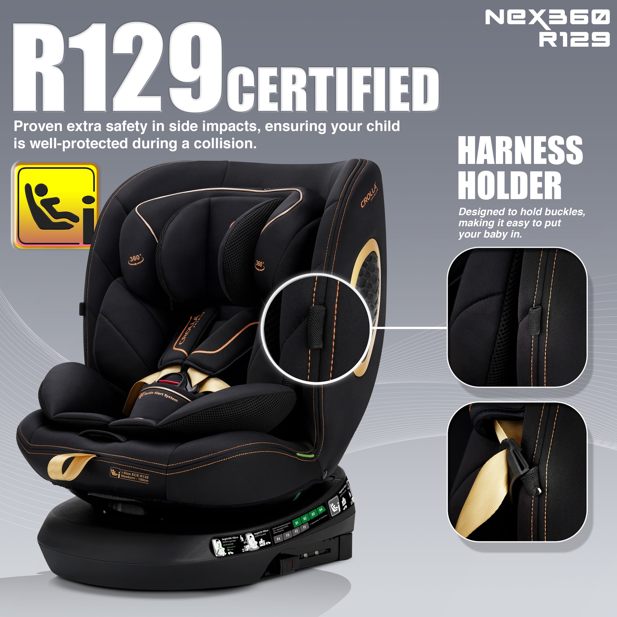 Crolla Nex360 R129 Car Seat 360 Spin with Isofix Installation Mum Baby Love Baby Shop Online Malaysia