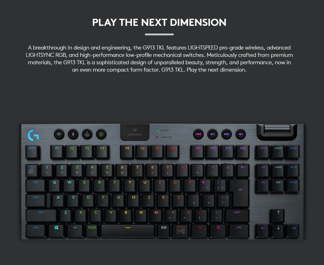 Logitech G913 TKL LIGHTSPEED GL Clicky / Linear / Tactile