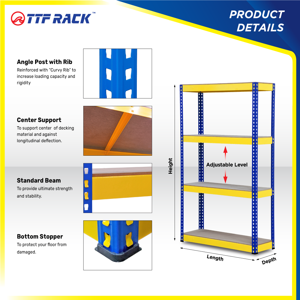 TTF Rack™️E-SIMPLE 90 X 90CM 800kg Boltless Rack Rak Besi Bertingkat ...