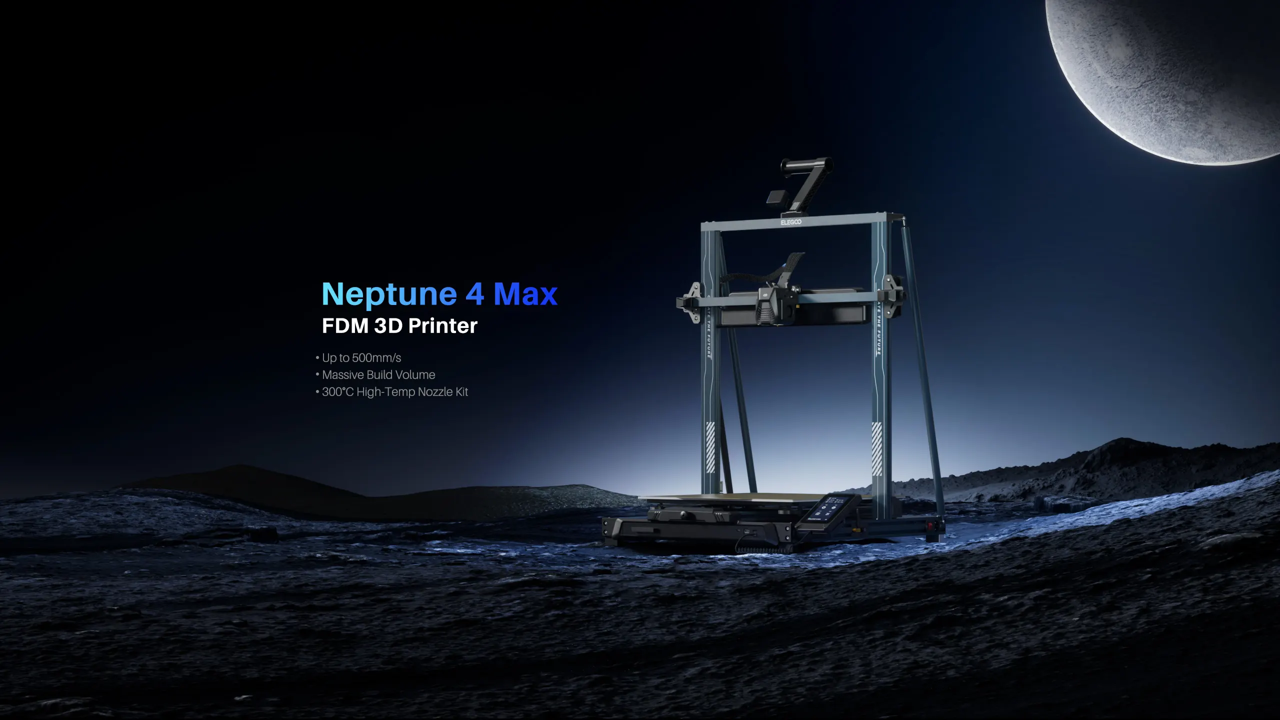 Elegoo neptune 4 max dual-gear direct extruder / auto bed leveling + auxiliary leveling / pei magnetic platform