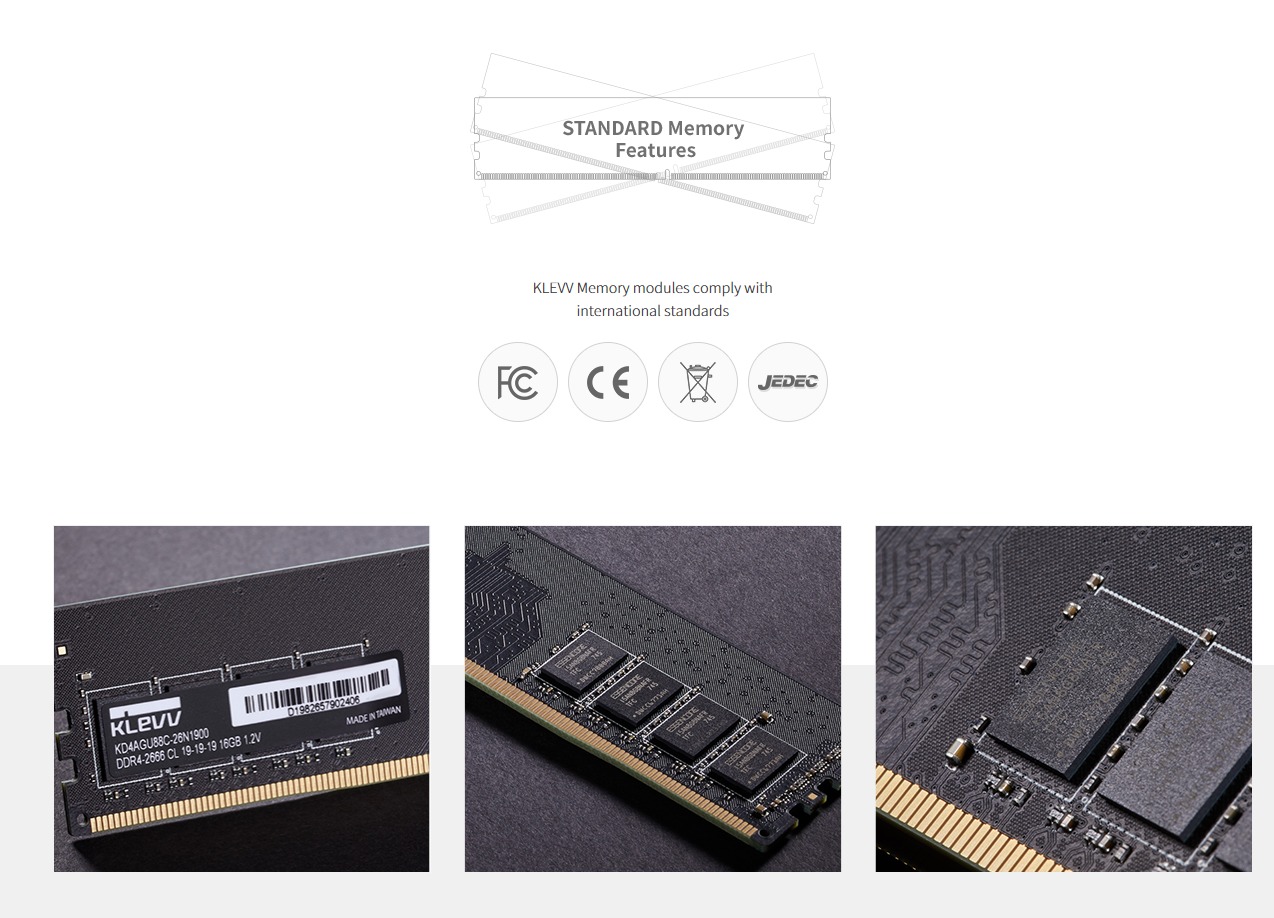 Klevv DDR4 32GB 16GB 8GB 3200MHZ PC300 U-Dimm Standard Value