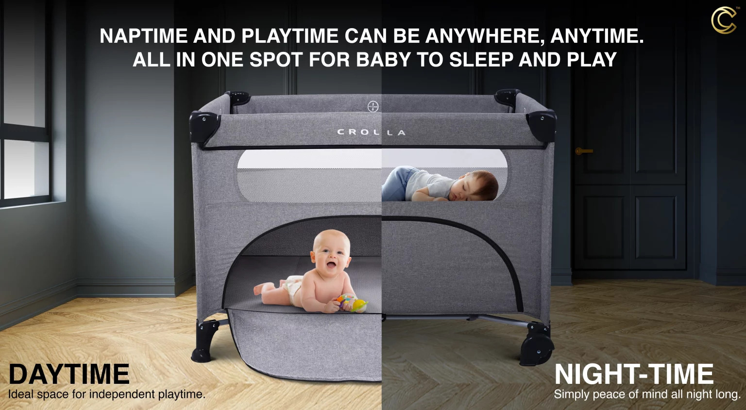 Crolla Ally Playpen Cloud Grey - (COT-01-G)