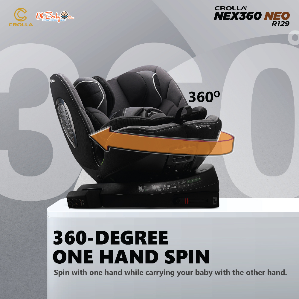 Crolla NEX360 NEO R129 Car Seat Suitable from New born to 12 years