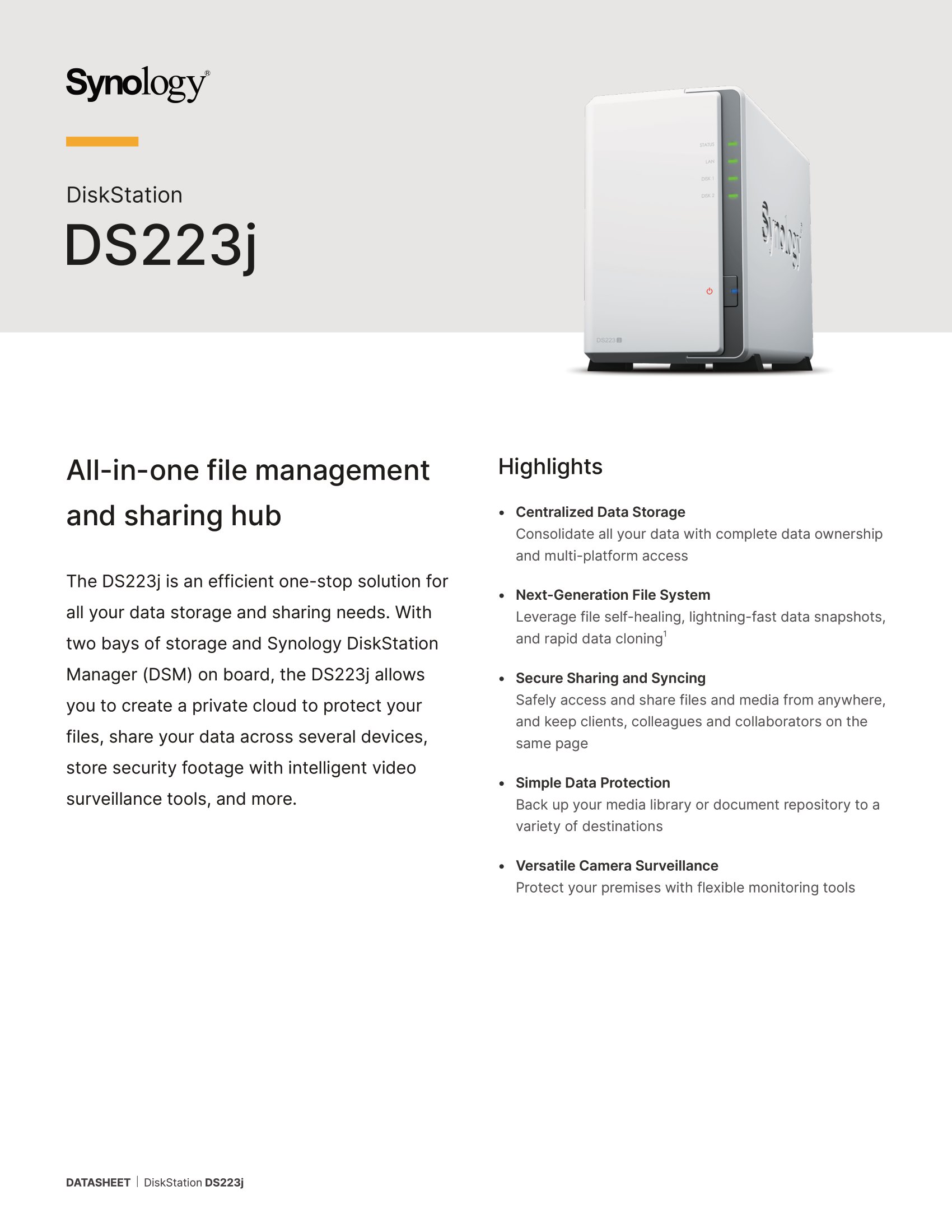 Synology DiskStation DS223j 2-bay DiskStation price $260.00 in