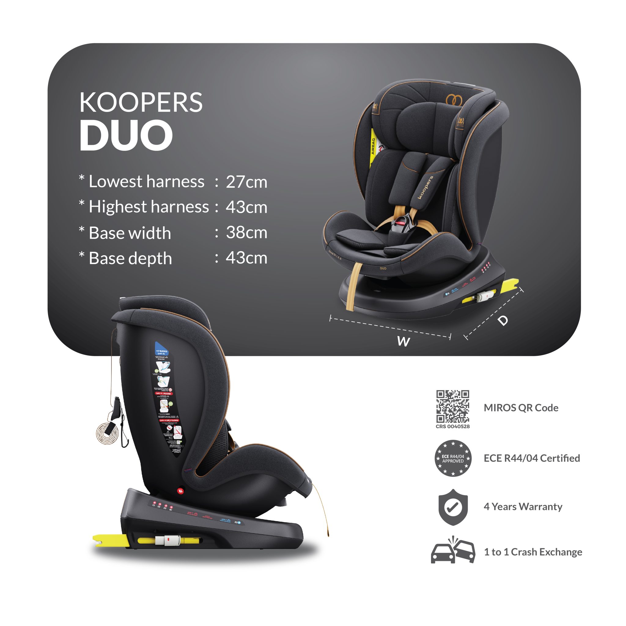 Koopers Duo ISOFIX 360 Baby Car Seat Black Knight