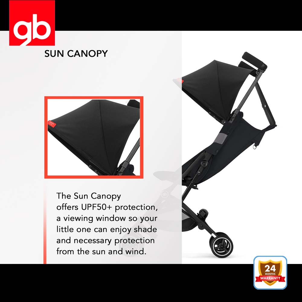 Gb Pockit Plus ALL TERRAIN Baby Stroller World Lightweight Stroller with Reclining Seat From 6m to 22kg VELVET BLACK Oh Baby Store l Best Baby Store Malaysia