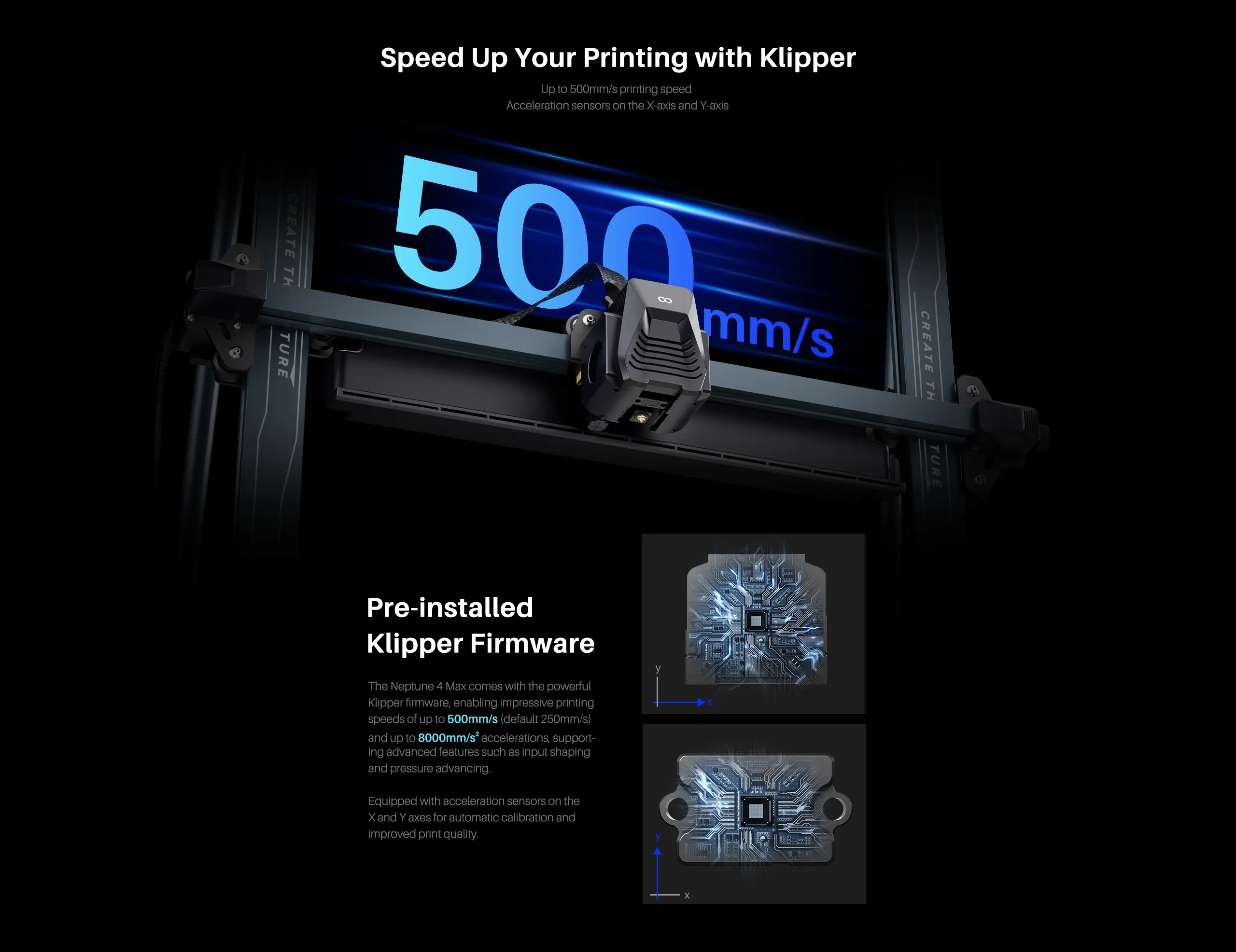Elegoo neptune 4 max dual-gear direct extruder / auto bed leveling + auxiliary leveling / pei magnetic platform