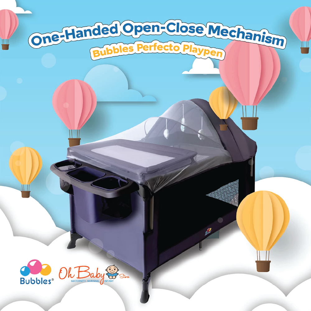 Bubbles Perfecto Playpen Easy Operation with Slide Down, Changing