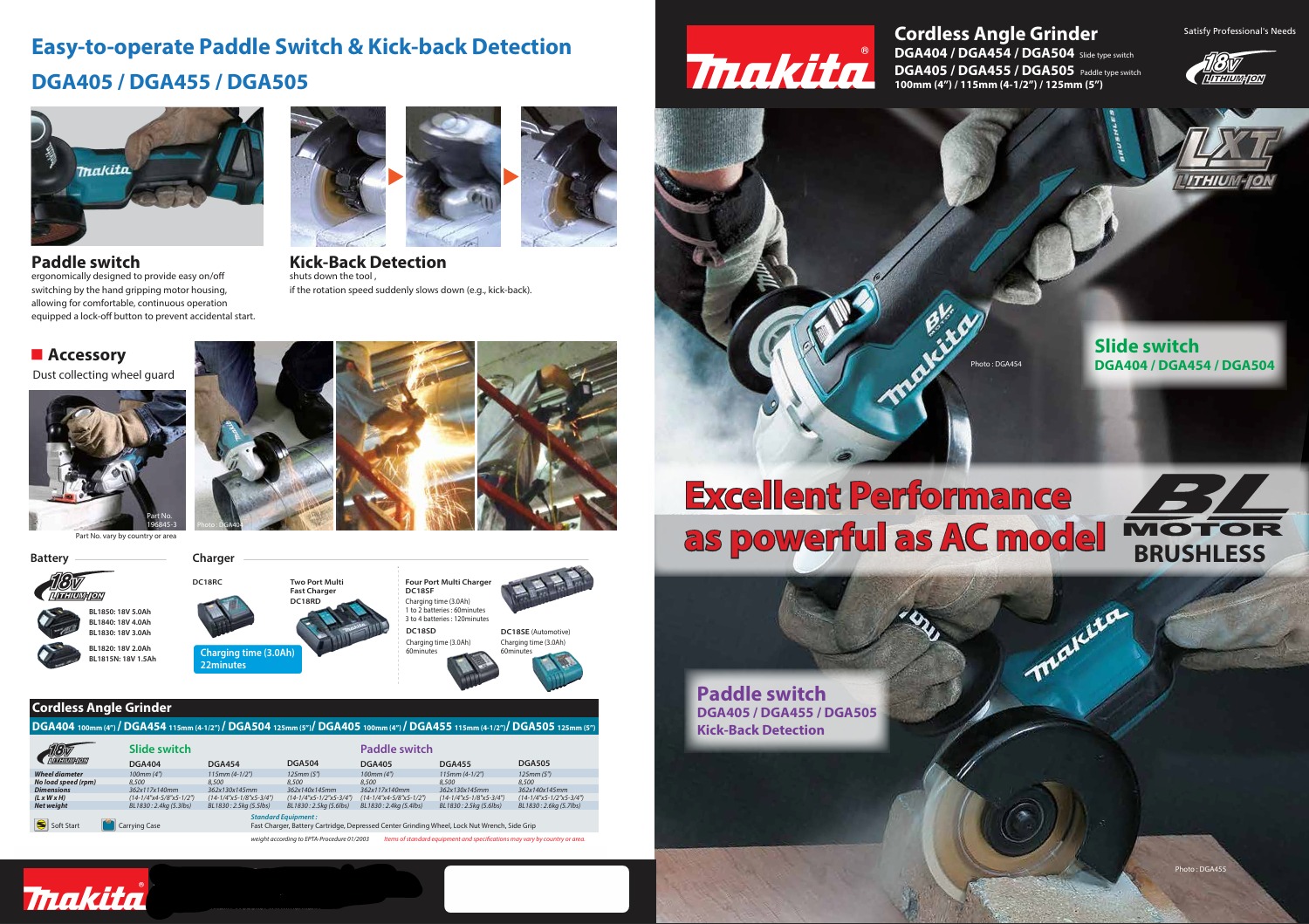MAKITA DGA404RFE/ DGA404RTE/ DGA404Z 100 Mm (4