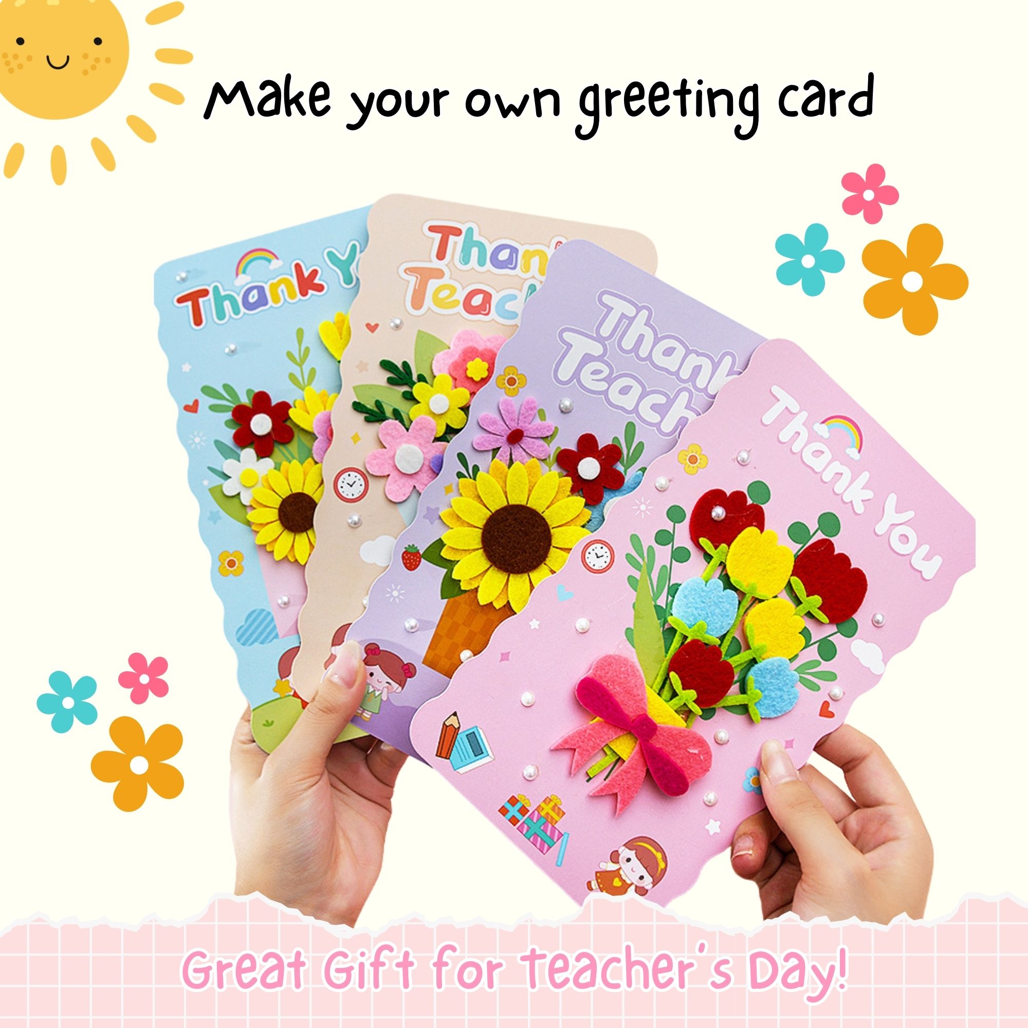 DIY Teacher's Day Greeting Card 3D Kindergarten Kid DIY Handmade
