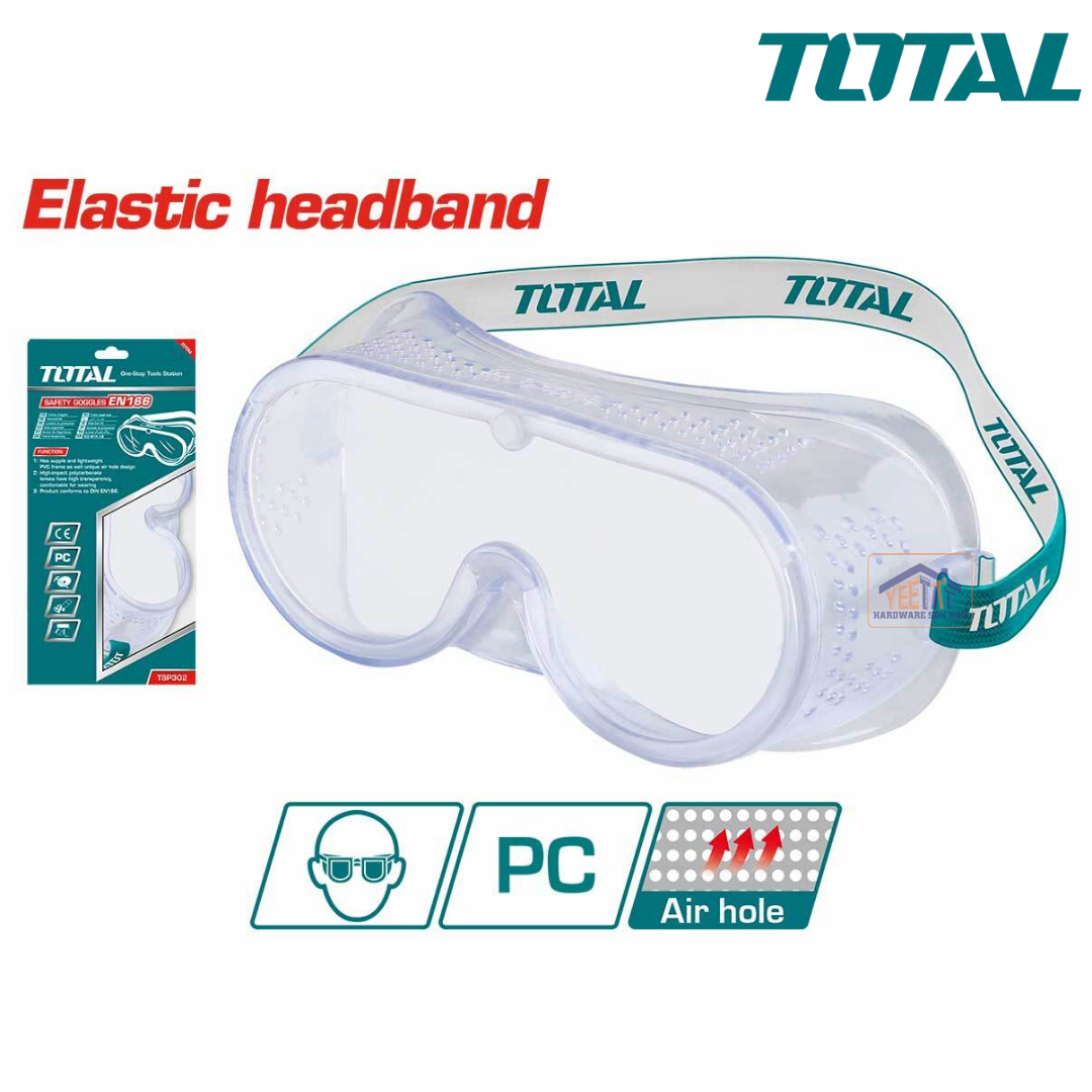 TOTAL TSP302 Safety Goggles With Air Vents Support Power Tool Melaka Malaysia Supplier Supply YEE TAT HARDWARE SDN BHD