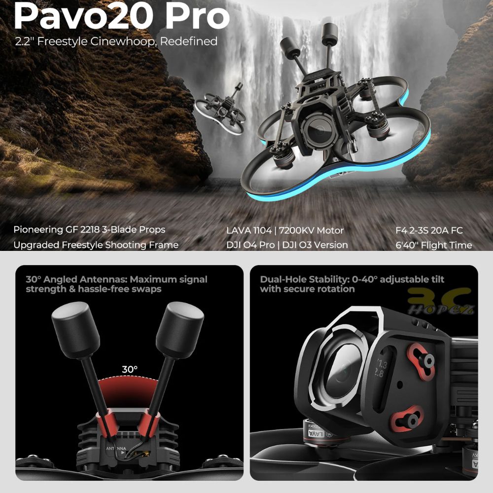 Drone FPV BETAFPV Pavo20 Pro – Cinewhoop Brushless, Compatible O4 Air Unit Pro, Moteurs 1104 7200KV, Pour Freestyle Et Vidéo Aérienne