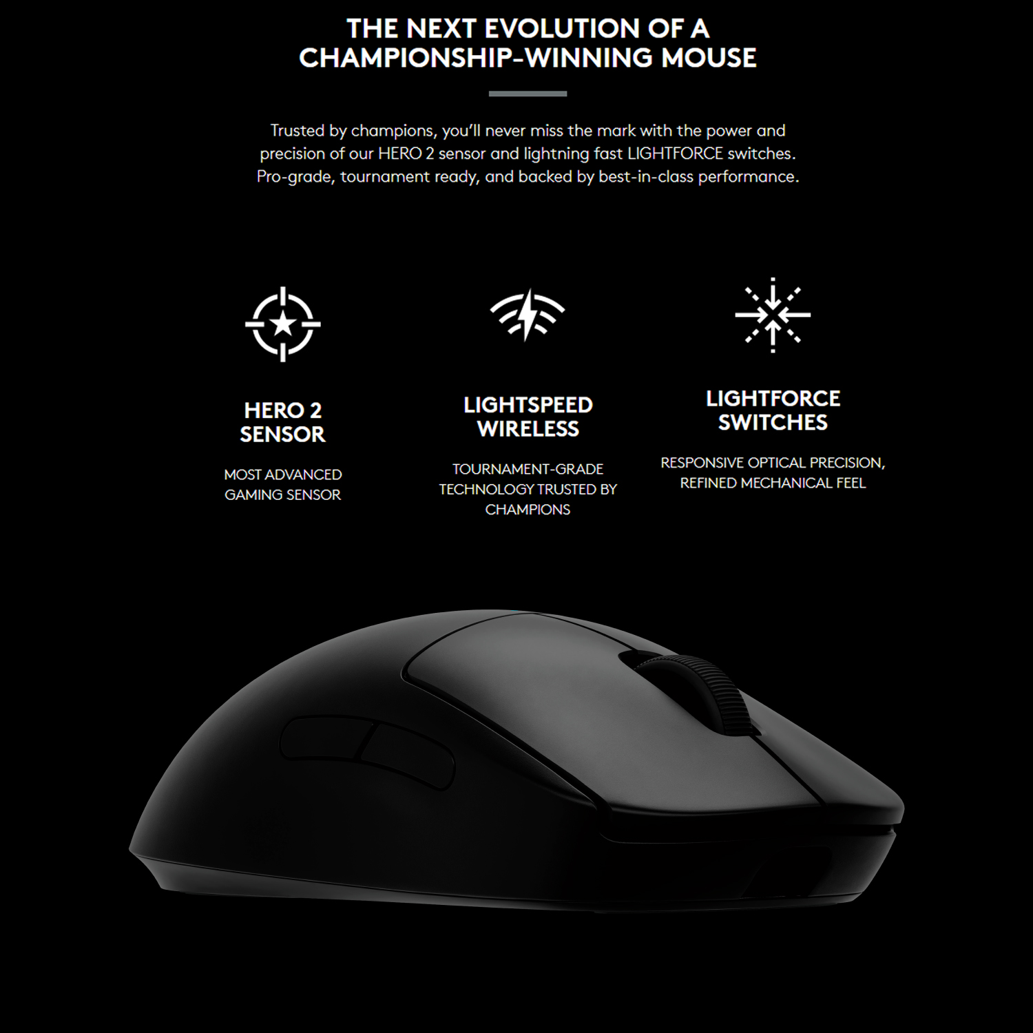 Logitech G PRO 2 LIGHTSPEED Ambidextrous Wireless Gaming Mouse with HE