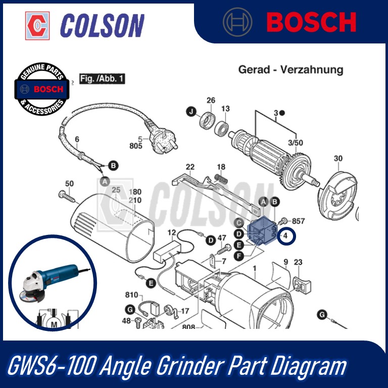 BOSCH 1607200179 GWS6-100 Grinder On-off Switch Selangor, KL, Malaysia ...